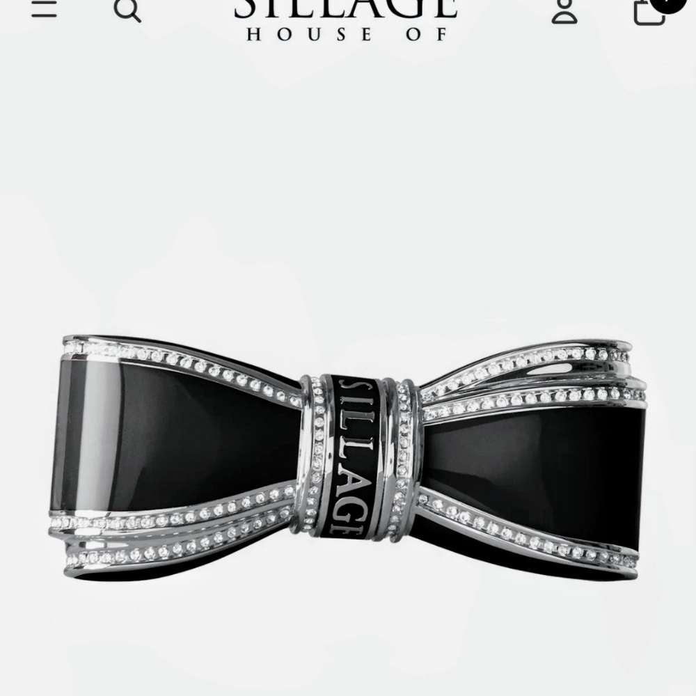 House of Sillage Black and Silver Bow Lipstick Case